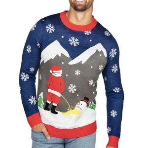 Tipsy Elves Santa Peeing Festive Crewneck Sweater